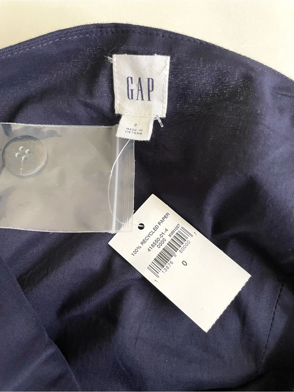 Gap Button Front Apron Linen Cotton Sleeveless Midi Dress Dark Navy NWT - Picture 5 of 11